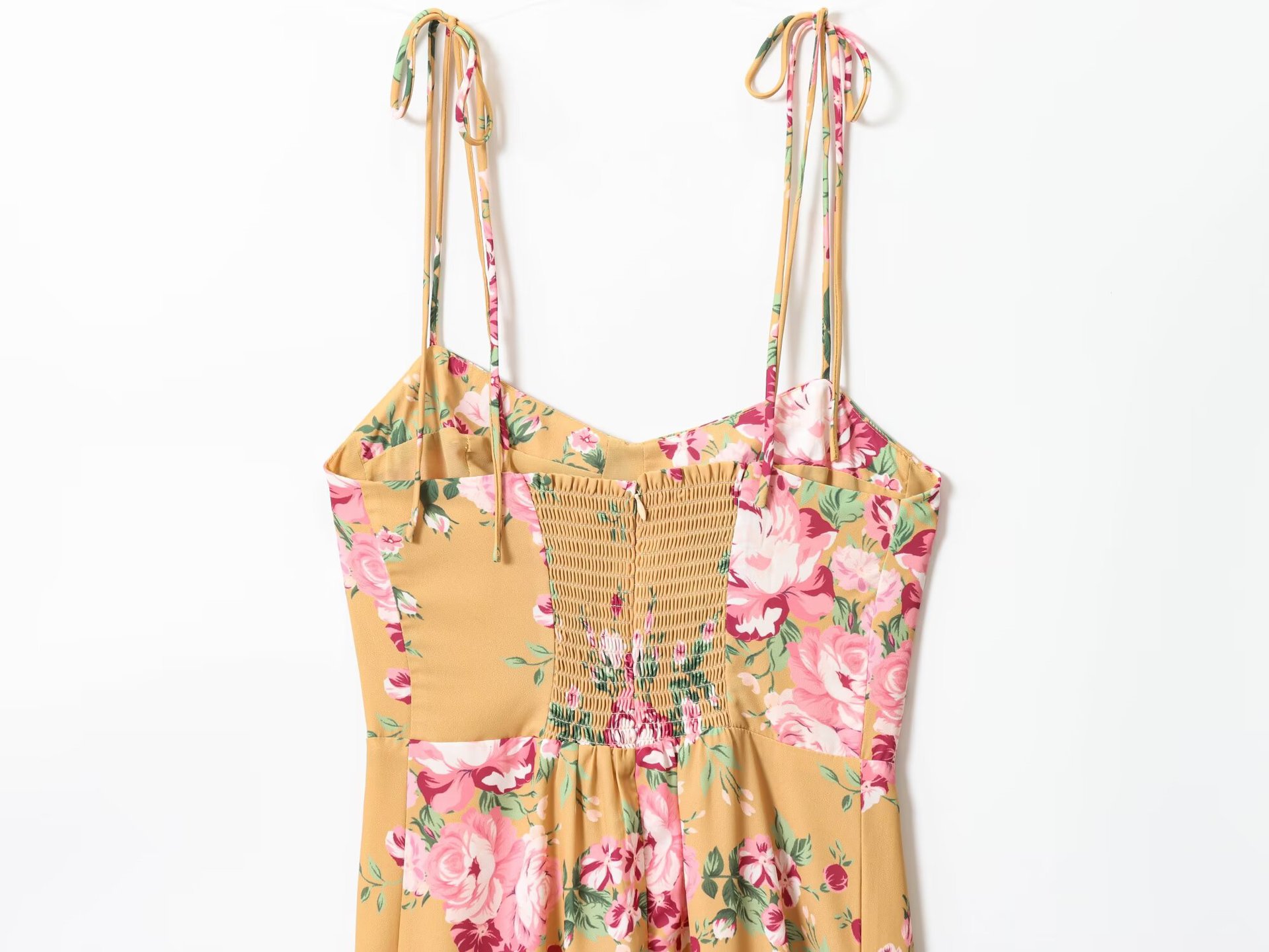 Printed sexy side slit casual strap dress with suspender strap