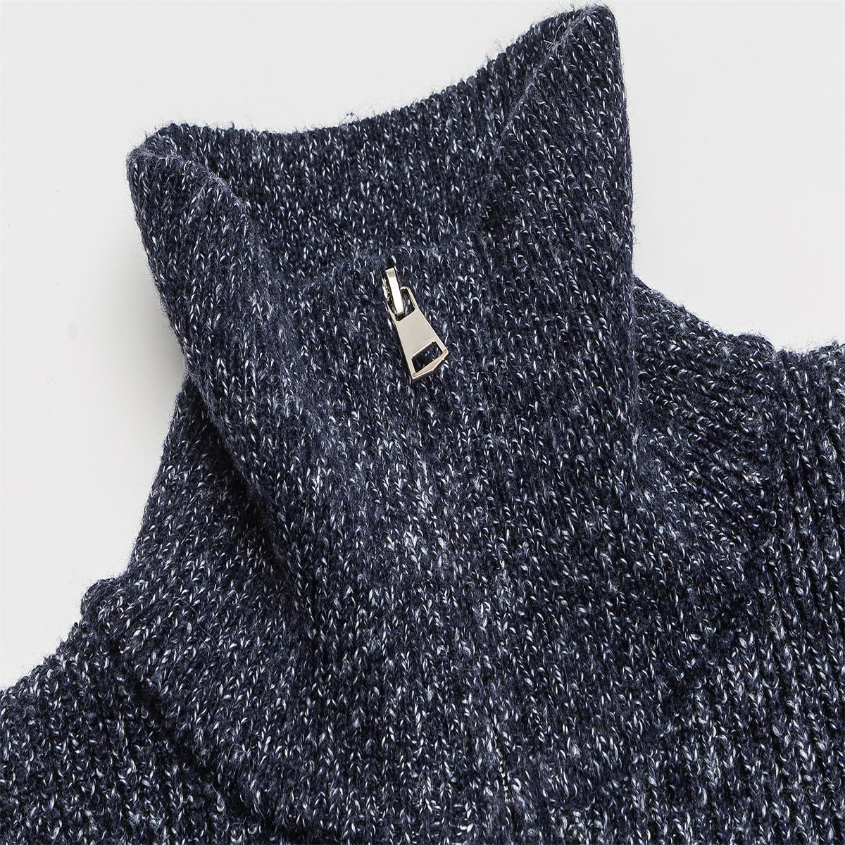 Oversized Japanese Workwear Jacquard Zip Front Sweater