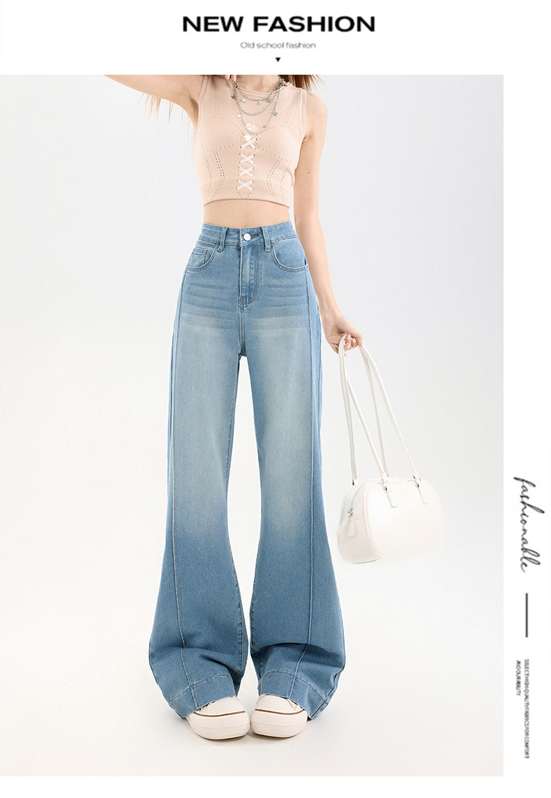 Light Blue High-Waisted Flared Jeans for Women, Petite Fit
