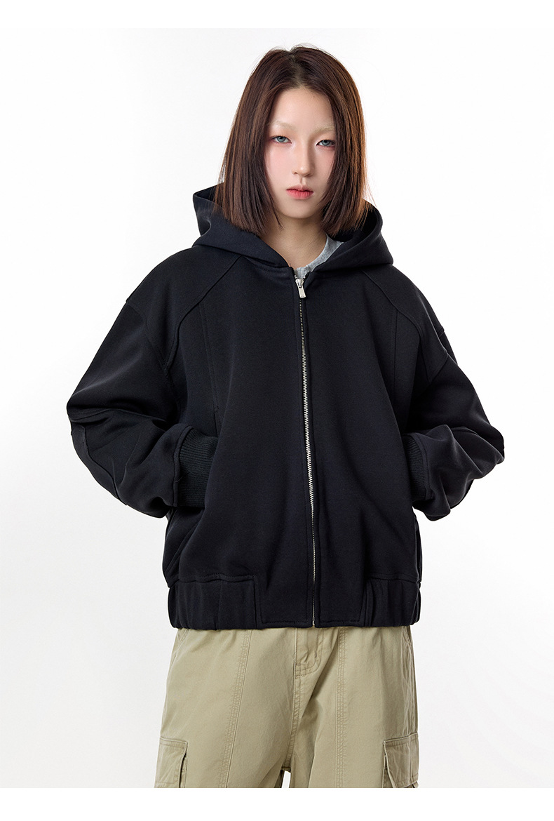 Loose Fit Cotton Blend Long Sleeve Hoodie
