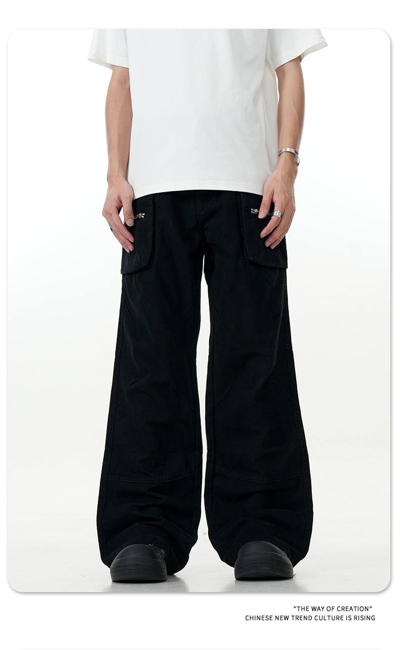 High Street Vibe Slim Fit Vintage Straight Leg Casual Long Pants