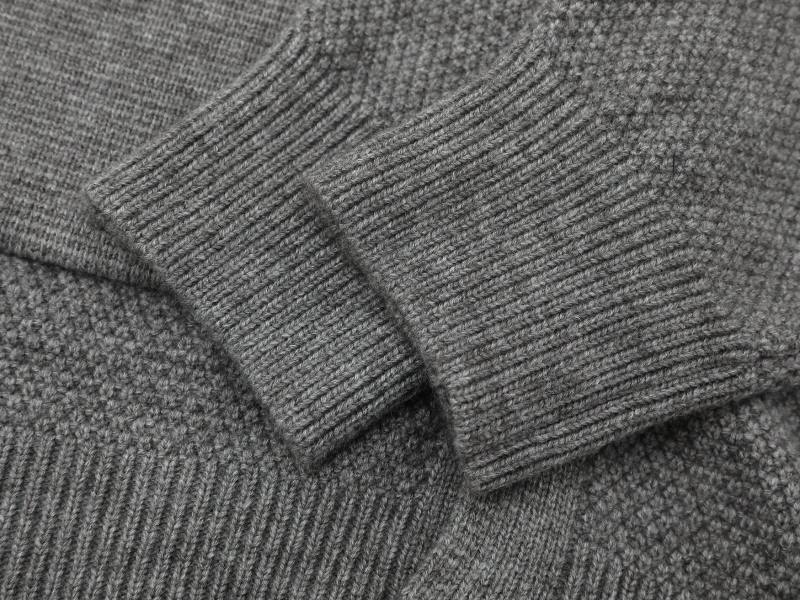 Twin Pouch Mock Neck Ribbed Vintage Cardigan