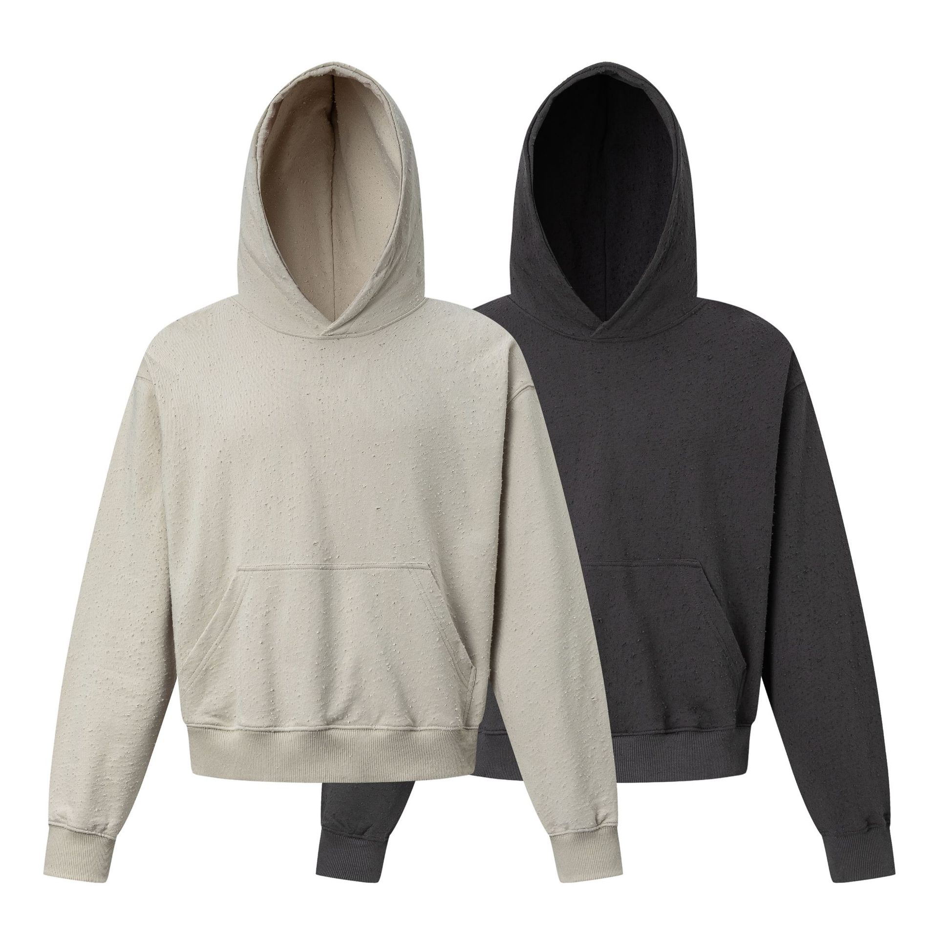 Guy's Retro Cotton Graphic Oversized Ripped Hoodie