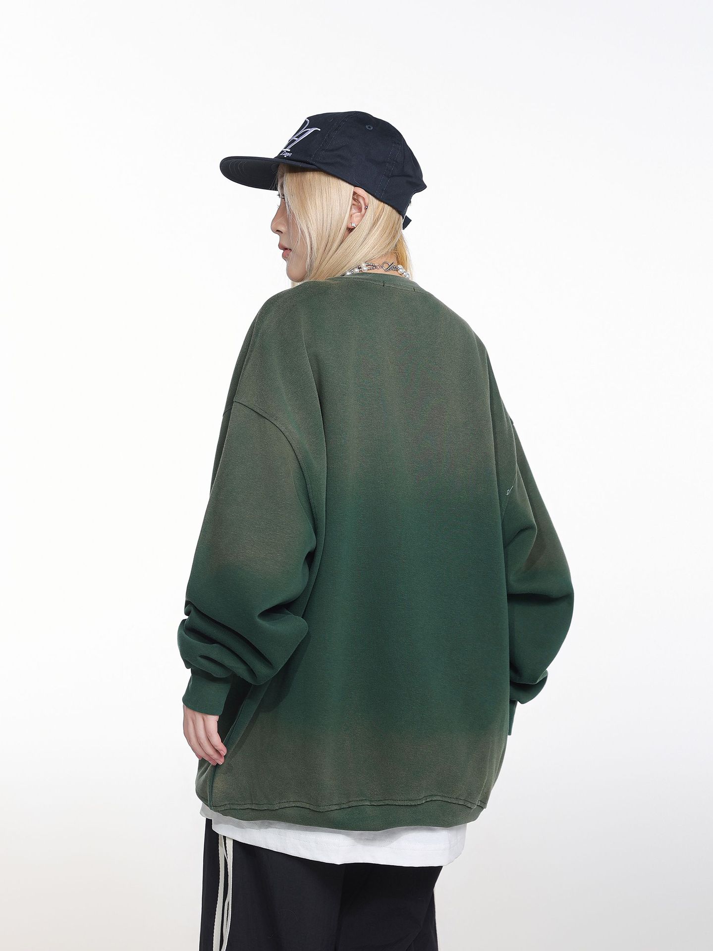 Menswear Oversized Acid Wash Ombre Embellished Hoodie