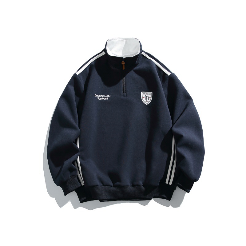 Oversized Cotton Twin Band Mock Neck Hoodie