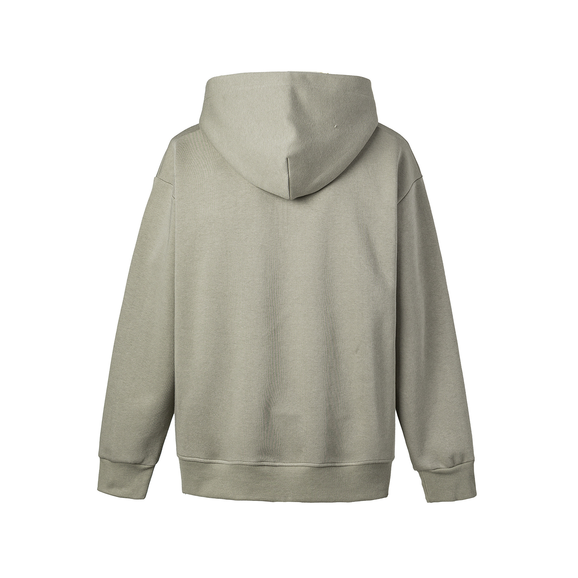 Oversized Single-Tone Sectioned Hood Zipper Sweatshirt