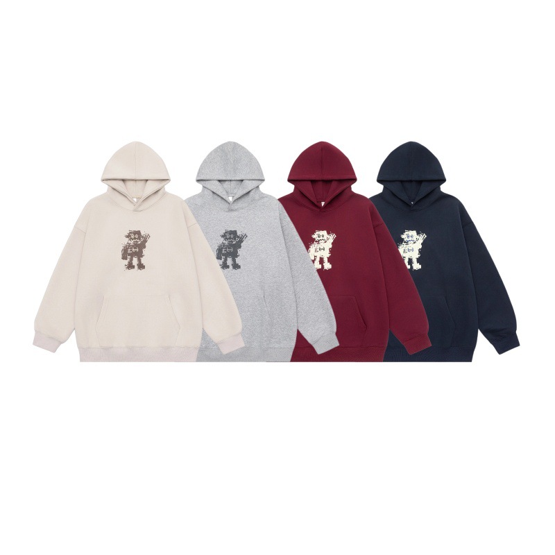 Gender Neutral Oversized Patterned Cotton-Blend Hoodie