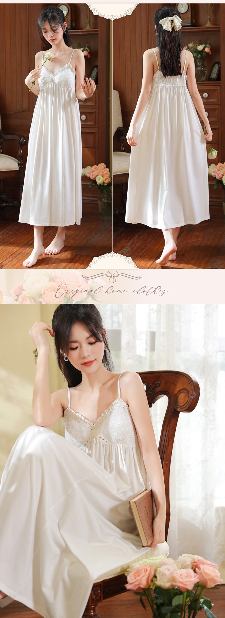 Cotton V-Neck Sleeveless Midi Bust Padded Lounge Dress