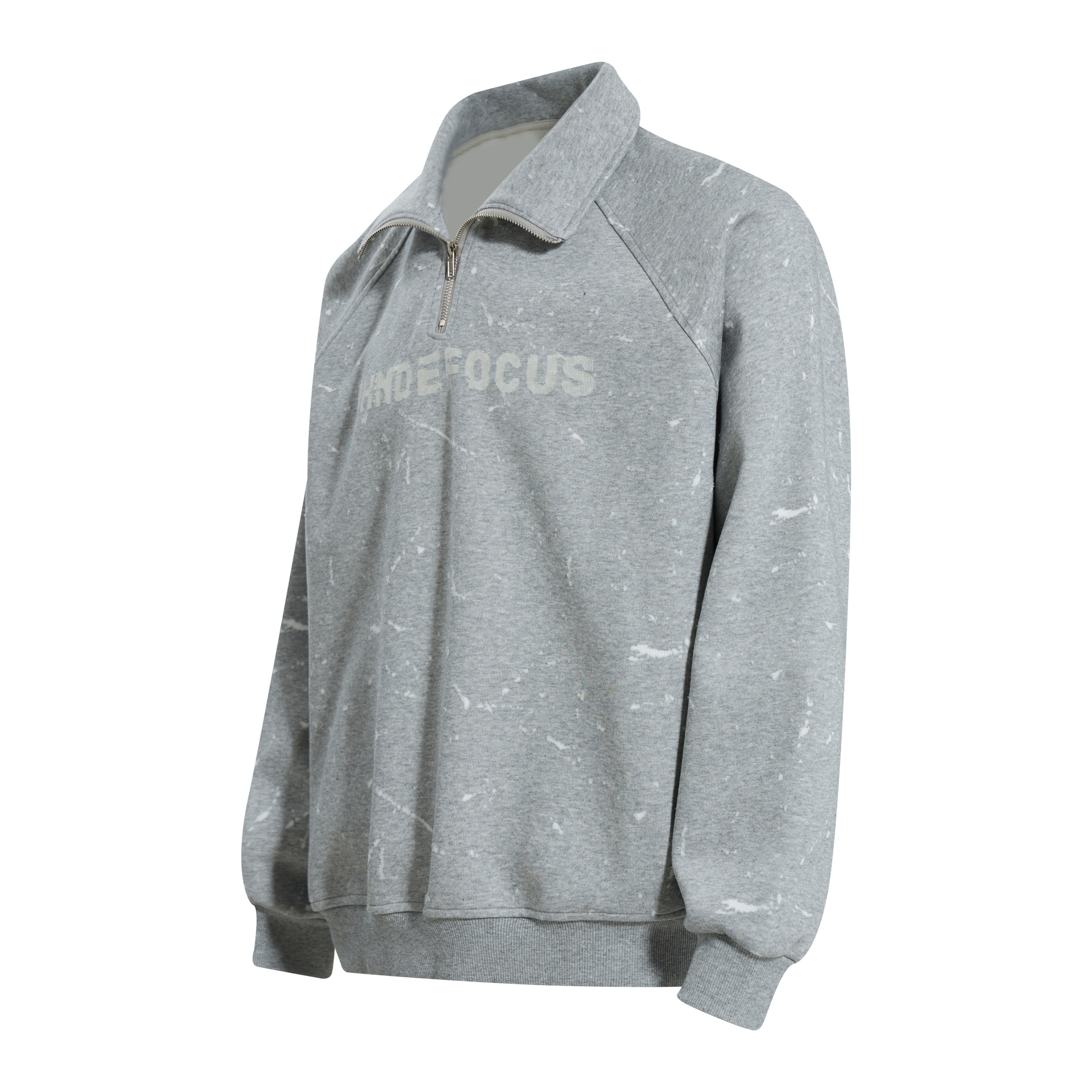 Half open collar raglan sweatshirt with flip collar sweatshirt