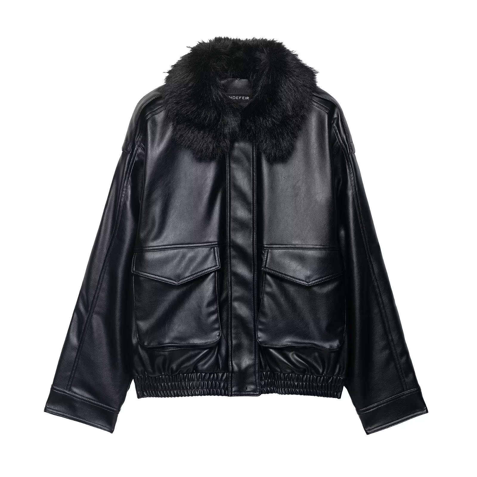 Detachable faux fur effect collar jacket
