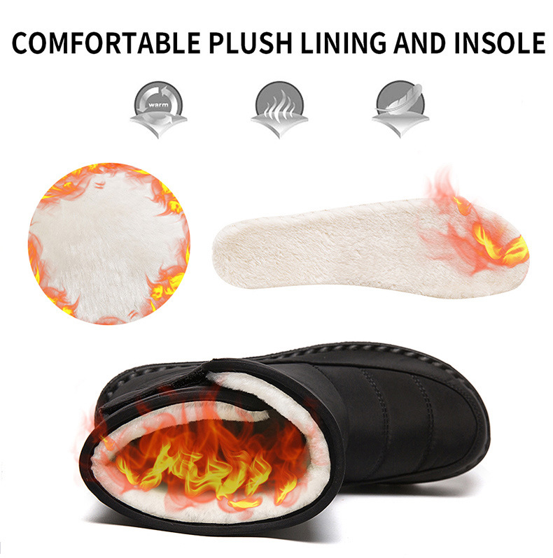 Winter New Snow Boots Women's High Top Waterproof Cotton Shoes Casual Short Tube Plush Plus Large Cotton Boots 43 Amazon
