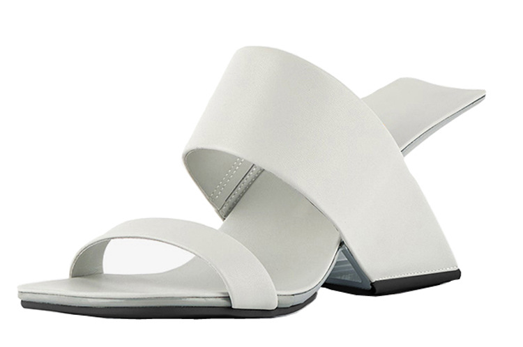 Summer shaped heel ladies square toe slippers