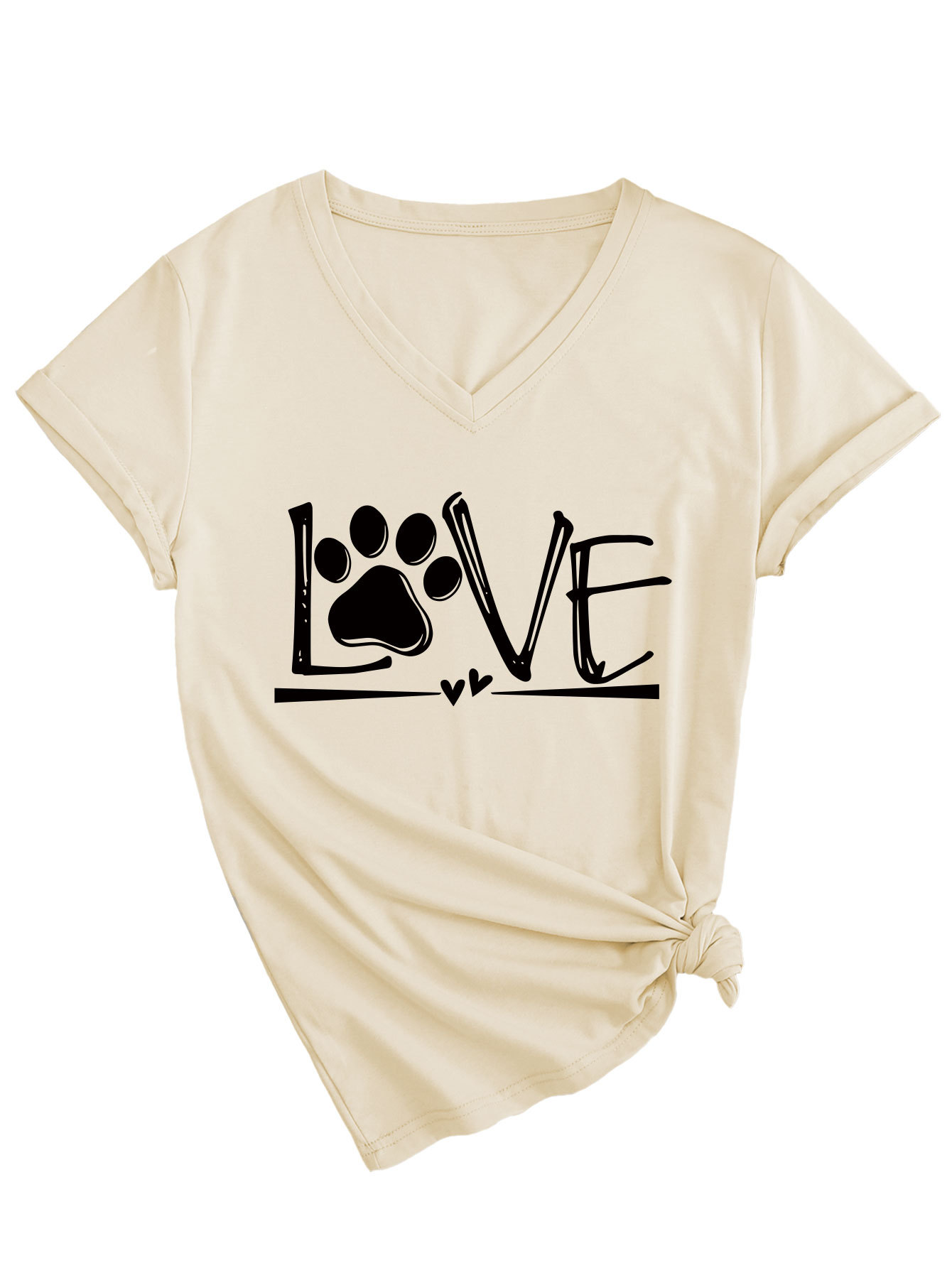 Geometric Print Round Collar Ladies T-Shirt