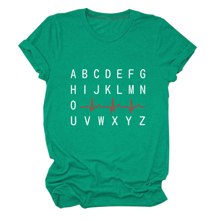 Ladies Geometric Print Round Neck Short Sleeve Tee
