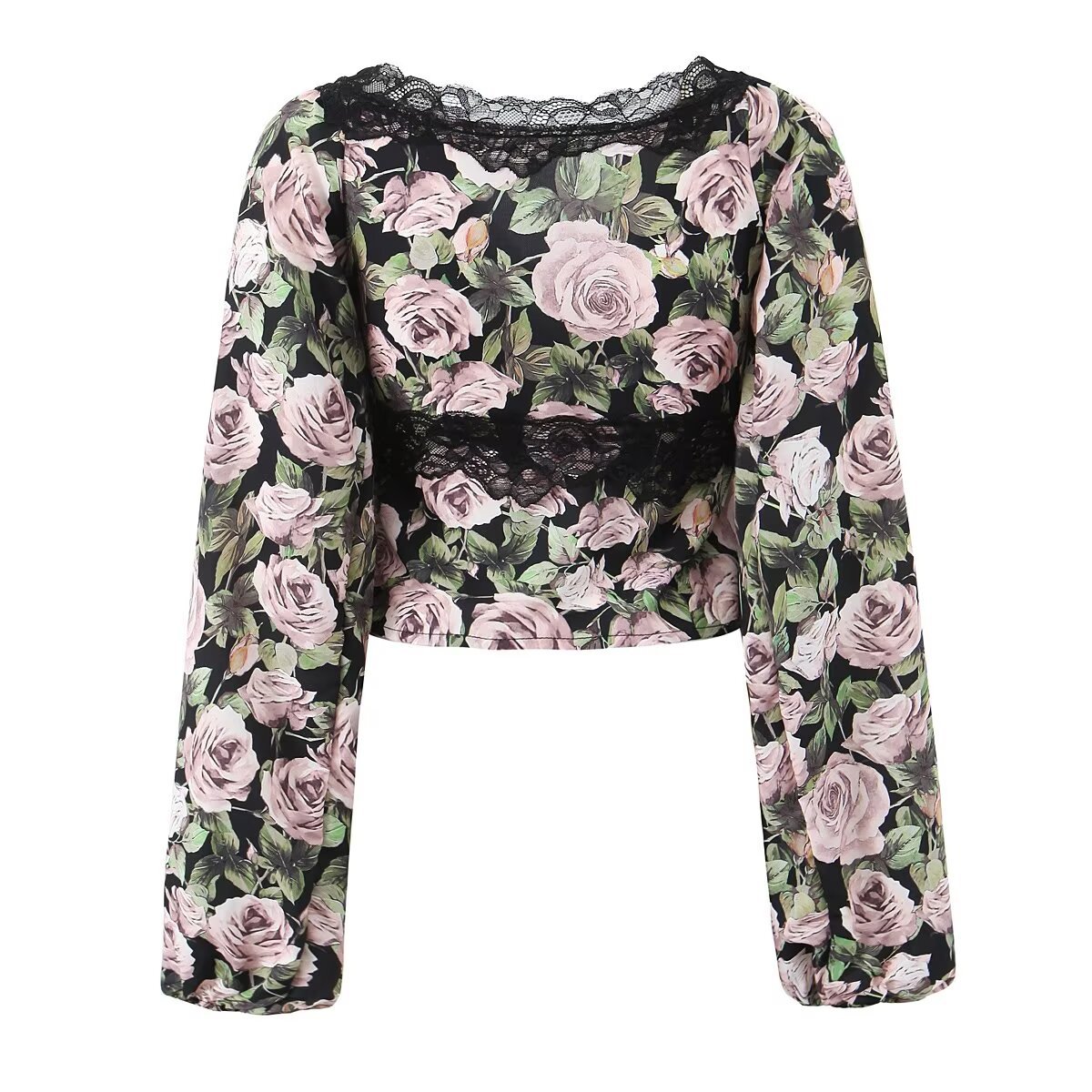 Full Sleeve Plunging Graphic Top