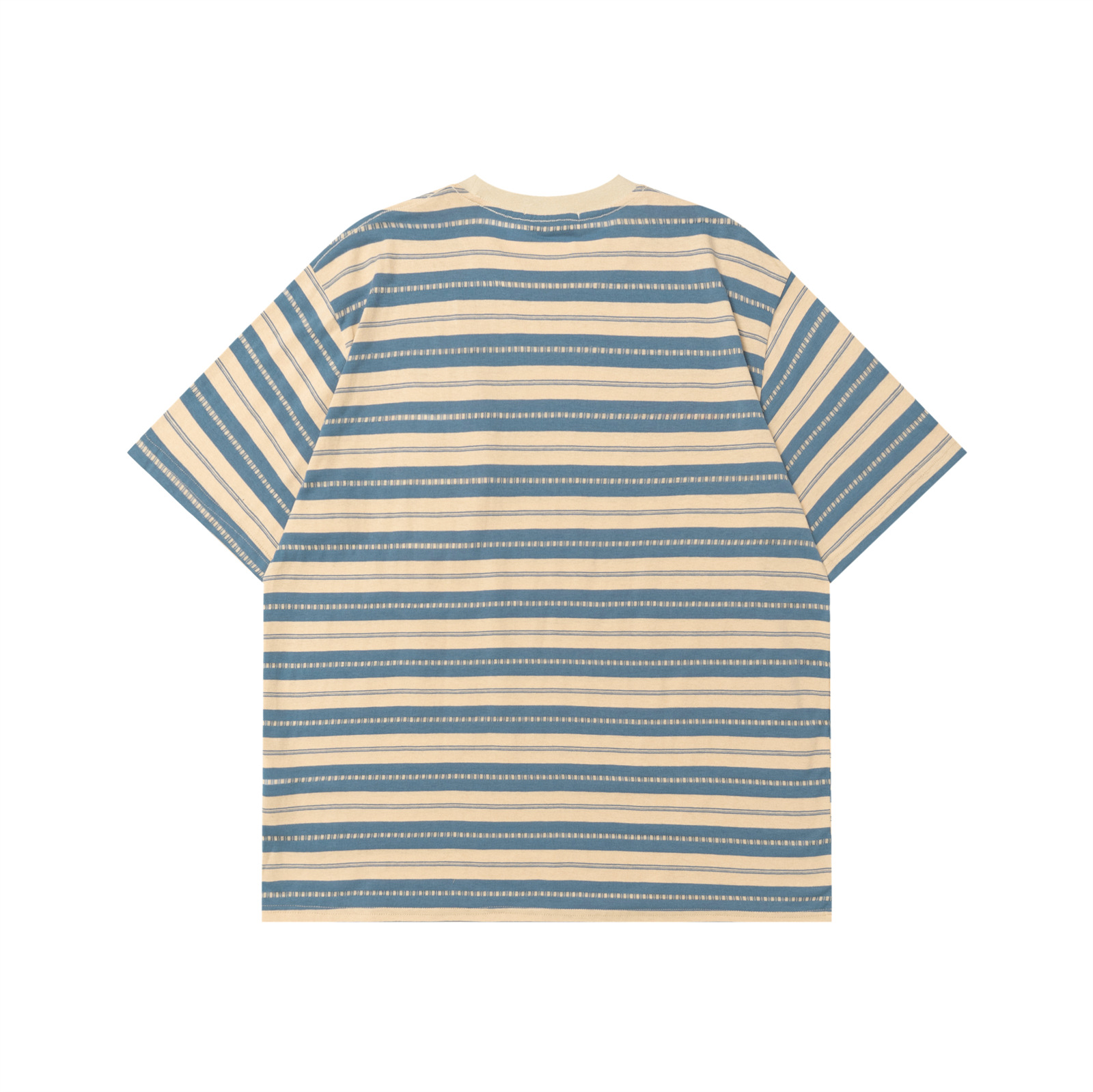 Cartoon embroidered striped short sleeved T-shirt