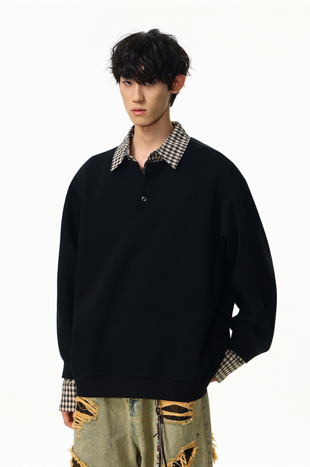 Solid Faux Layered Hoodie