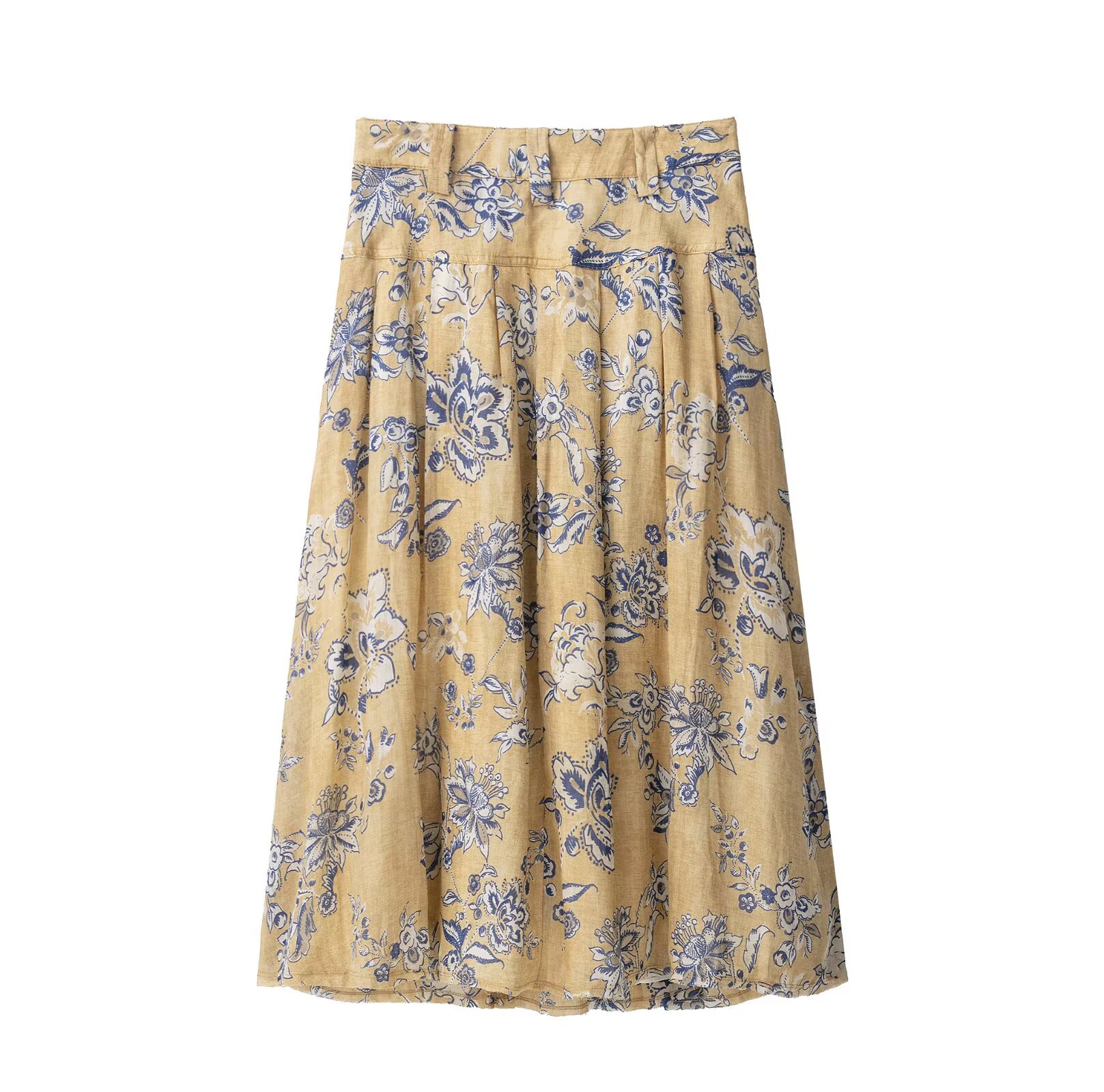 Ladies Vintage Patterned Utility Knee Length Skirt