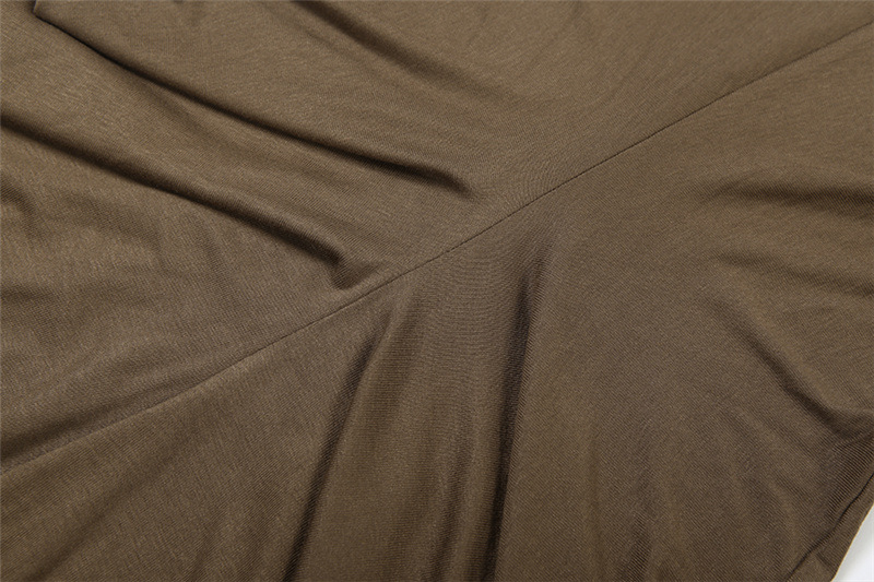 Crinkled Plunging Fitted Plain Full-Sleeve Maxi Dress