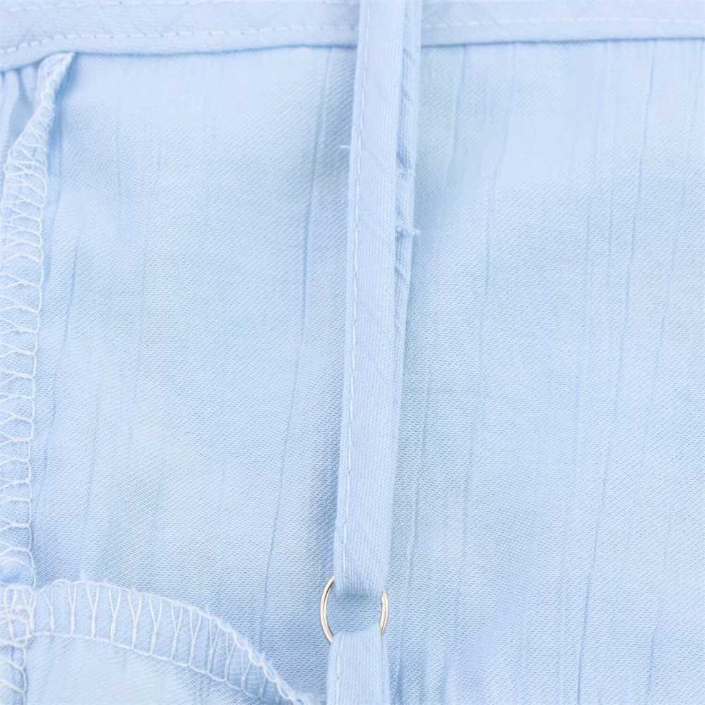 Crew Collar Short Sleeve Polyester Blouse