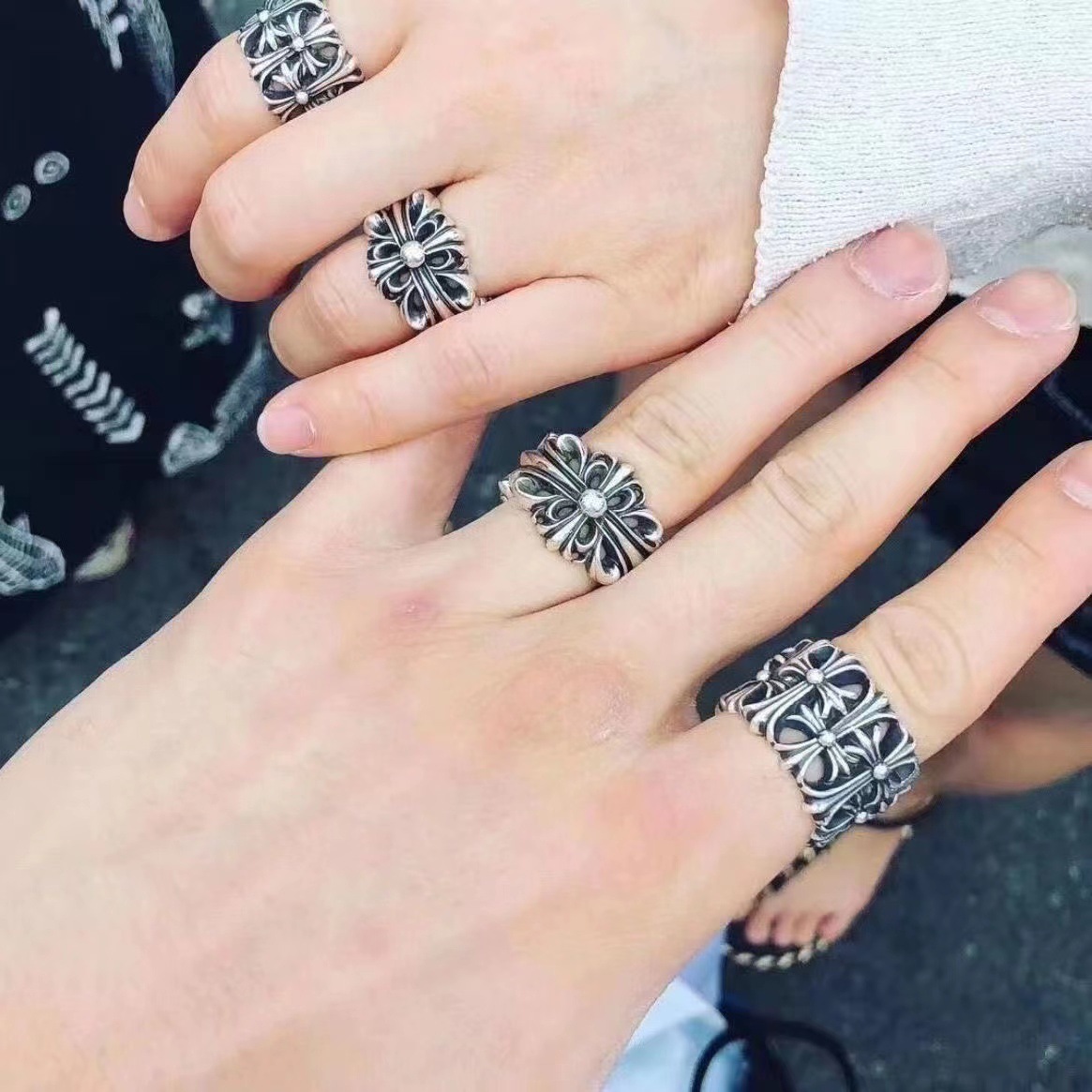 Cross men's and women's white copper ring jewelry