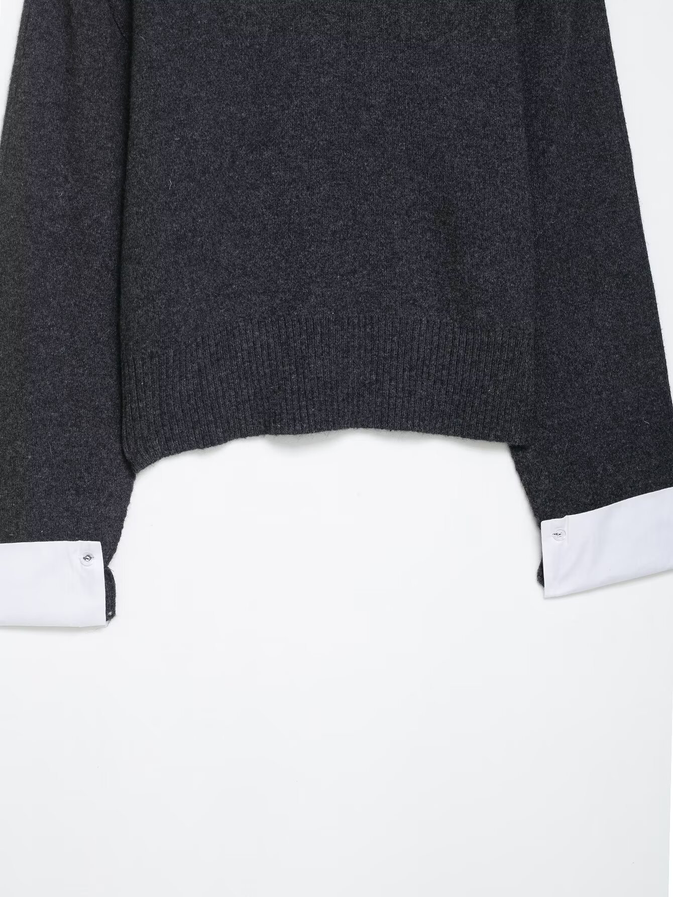 Crew Neck Full Sleeve Button Front Polyester Sweater