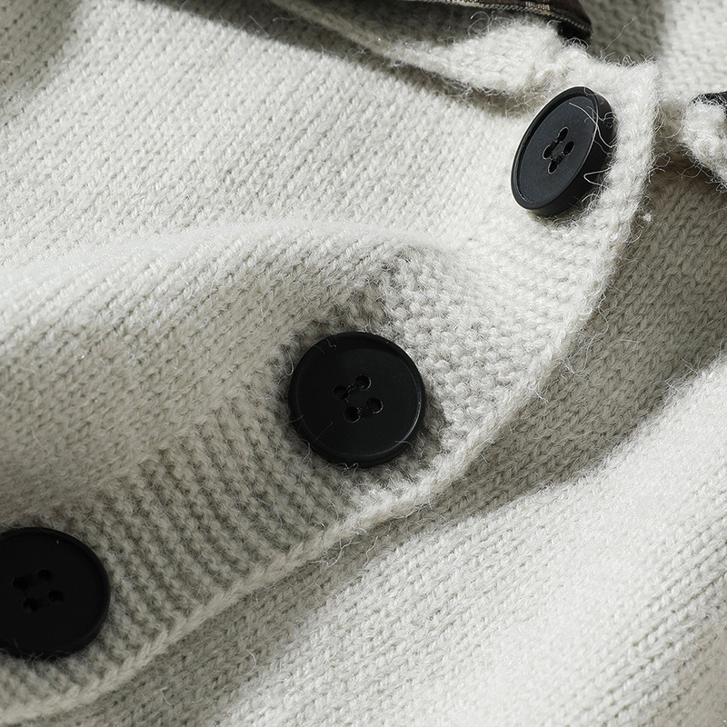 Men's Two-Tone Button-Neck Sweater