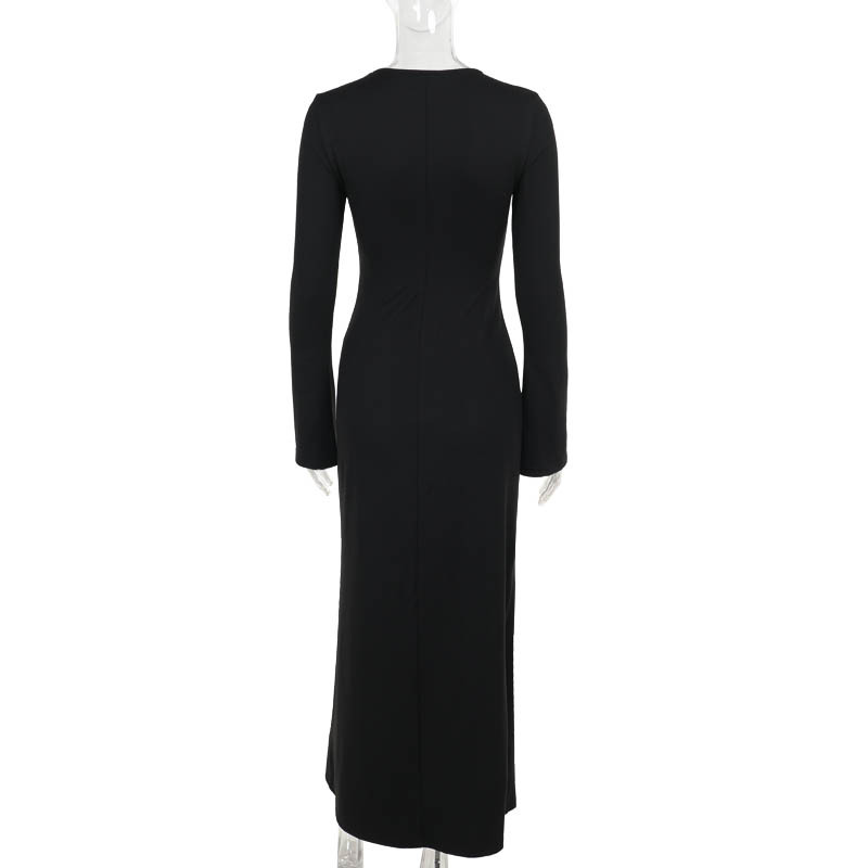 Split A-Line Full Sleeve Shirt Neck Dress