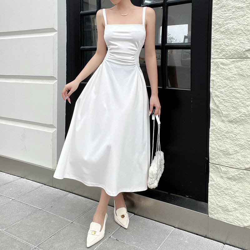 One-Shoulder Sleeveless Polyester Midi Dress
