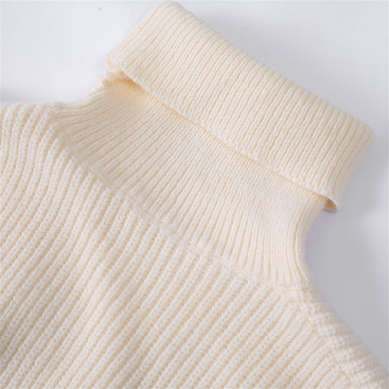 Full Sleeve Standing Collar Slit Pullover Dress