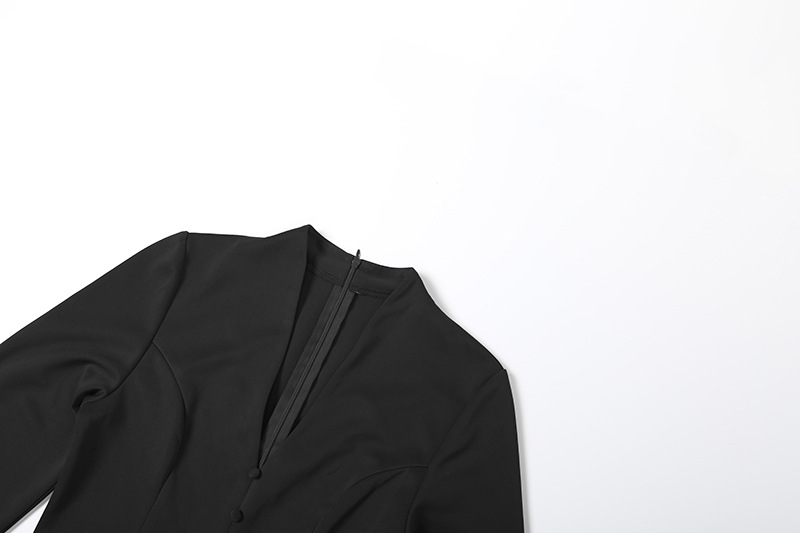 Plunging Neckline Long Sleeve Cinched Torso Vented Dress