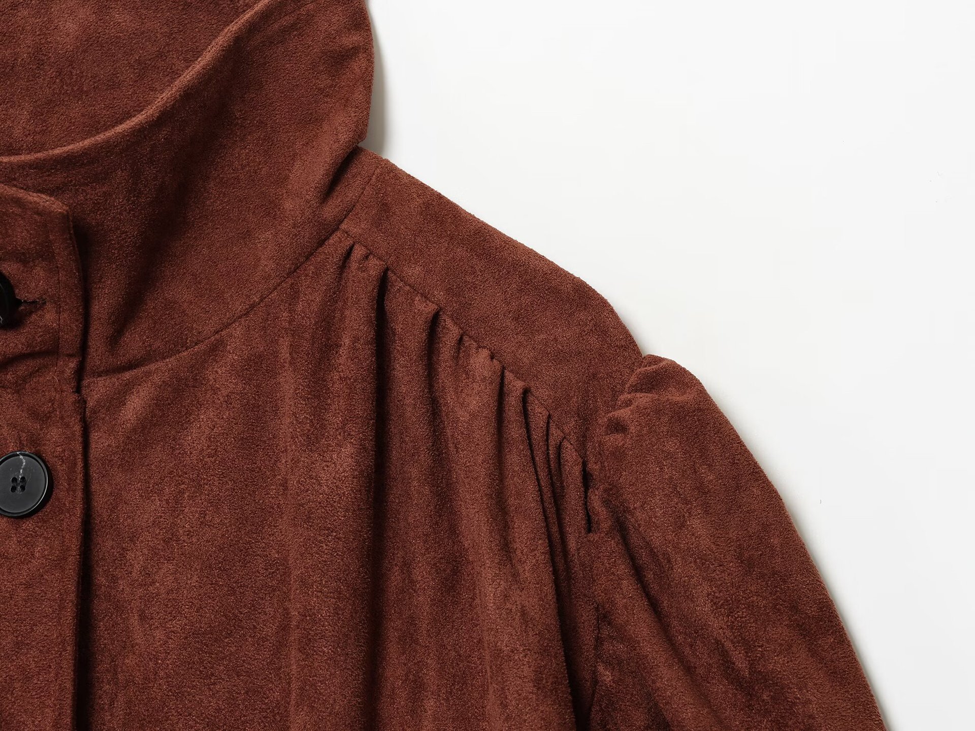 Suede textured pleated outerwear
