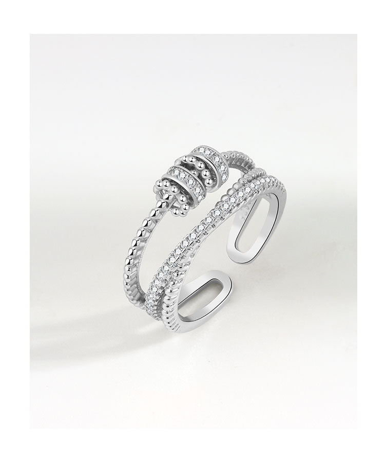 New Zircon Transfer Open Ring Women's Multilayer Cross Ring Rotating Ring ins Style