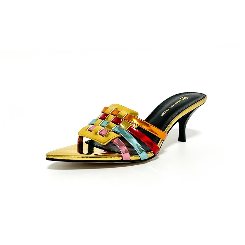 Summer New Women's High Heels Plus Size 35-44 Elegant Party Shoes Wedding Shoes Pointed Open Toe Sexy Women's Slippers