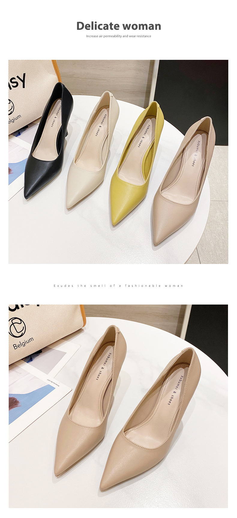 Pointed toe stiletto high heels, fairy style solid color high heels, French super high heels for women