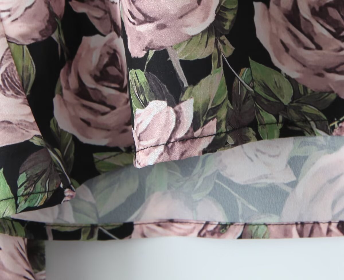 Full Sleeve Plunging Graphic Top