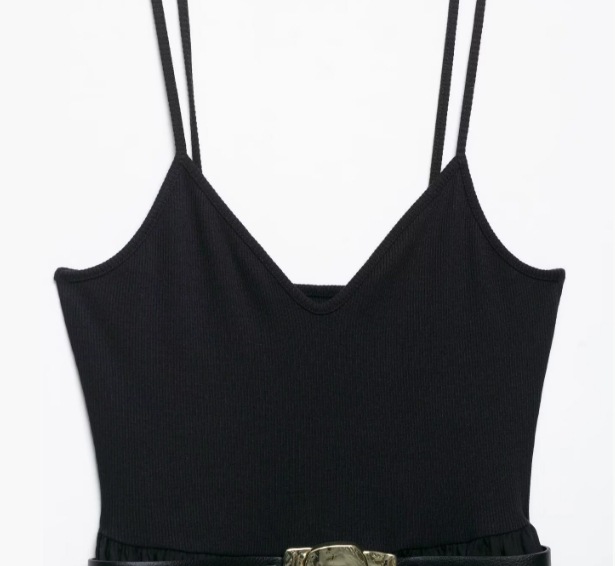 Women's Clothing Splicing Waist Belt Decorated Strapless Dress