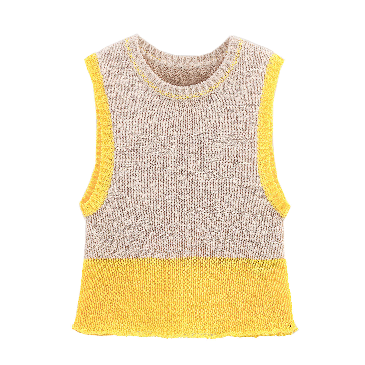 Crew Collar Contrast Trim Sweater Vest
