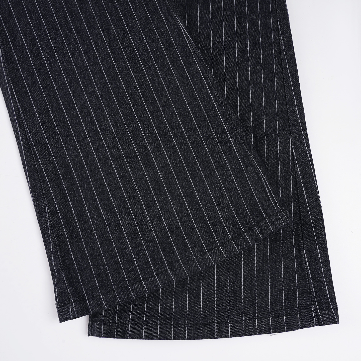Striped contrasting horn slightly spicy low waist straight leg denim