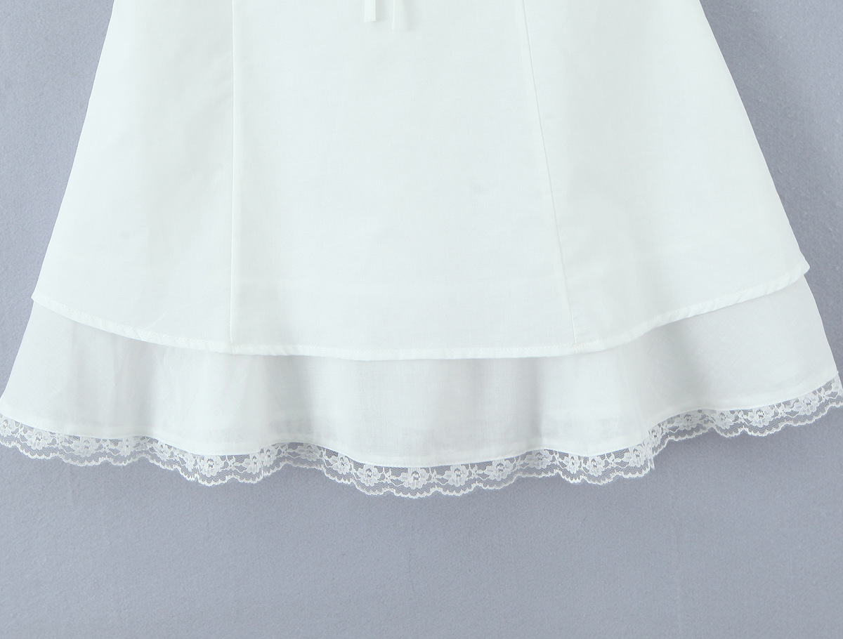 Square collar lace patchwork sleeveless short dress