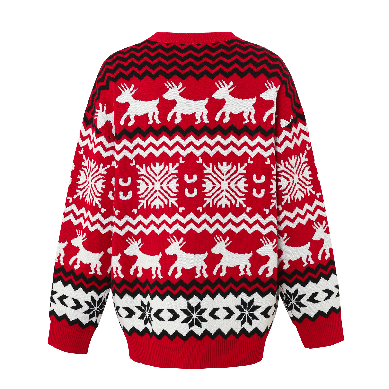 Holiday Patterned Long Sleeve Crew Sweater