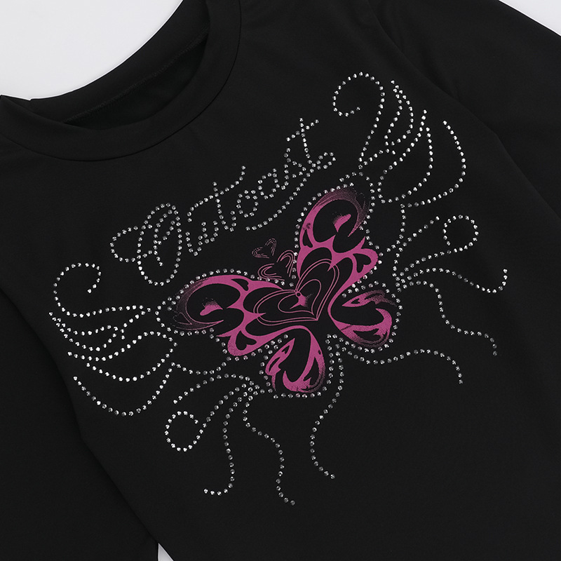 Ladies' Winged Jeweled Full Sleeve Round Neck Top