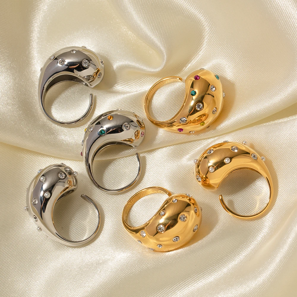 Thick Hollow Brushed Gold-Tone Water-Resistant Ring