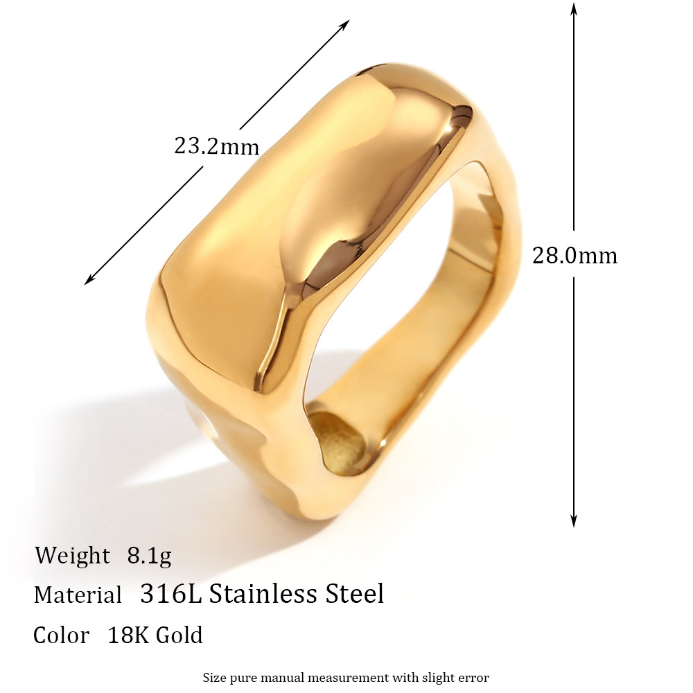 Uworld Stylish Stainless Steel Texture Ring Occident Simple 18k Gold Plated Finger for Women Jewelry bagues acier inoxidable fem