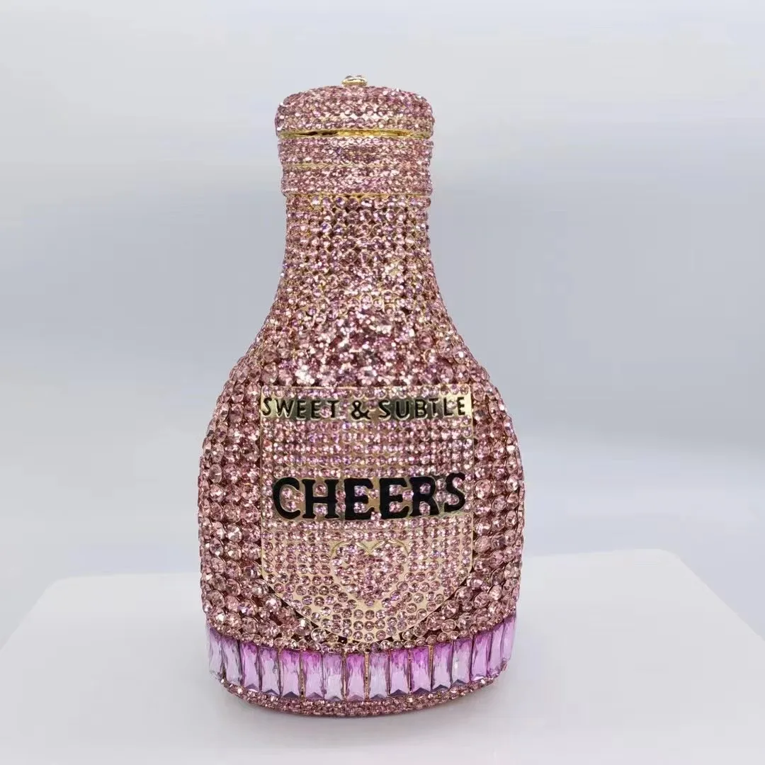 Women Bottle Crystal Evening Bag Lady Diamond Wedding Bridal Purses Female Rhinestone Party Prom Clutches Bags