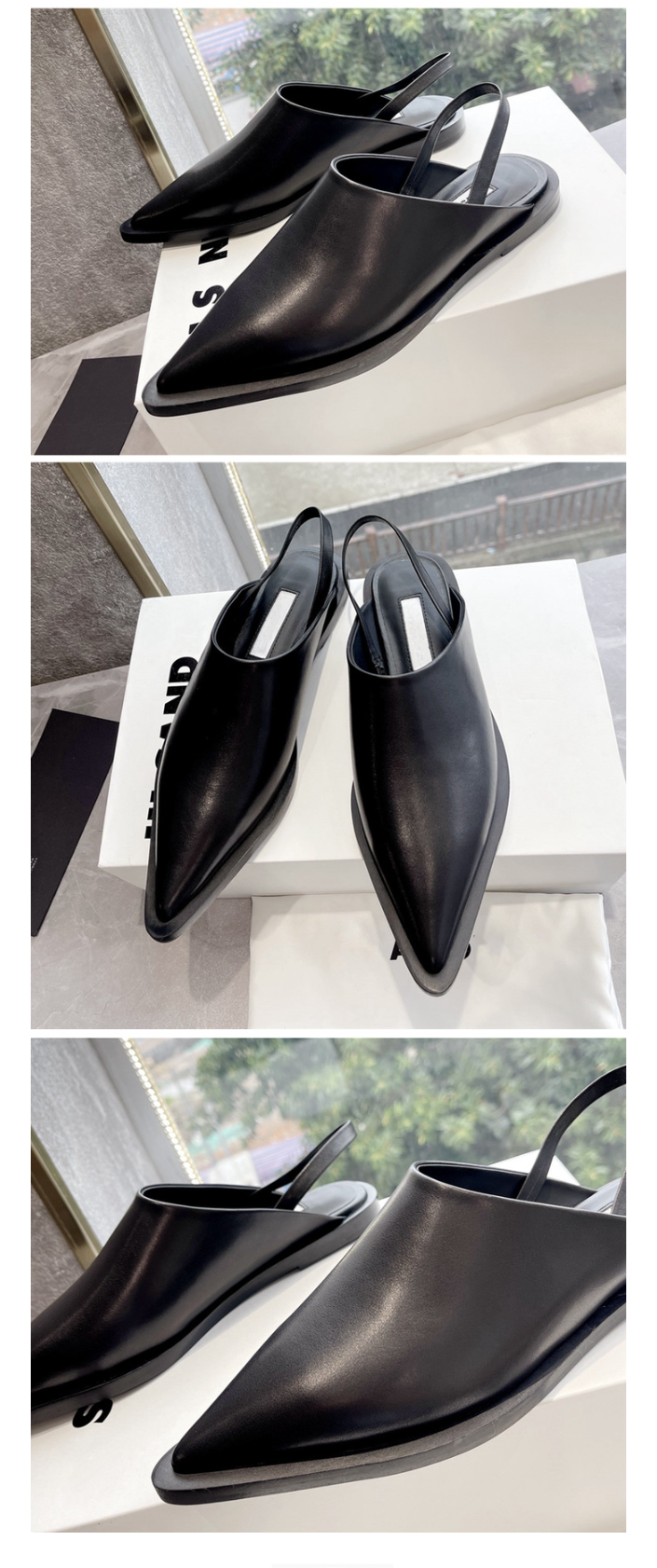 French pointed high heels with a bun and half slippers for women