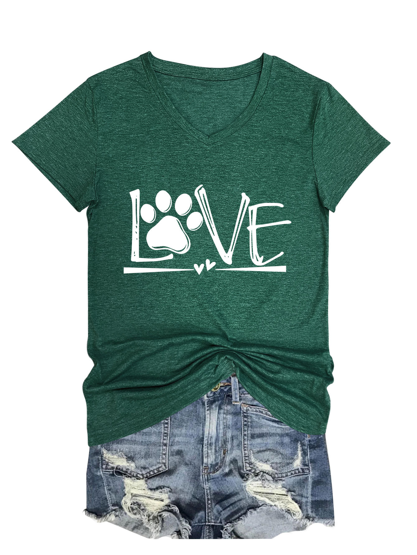 Geometric Print Round Collar Ladies T-Shirt
