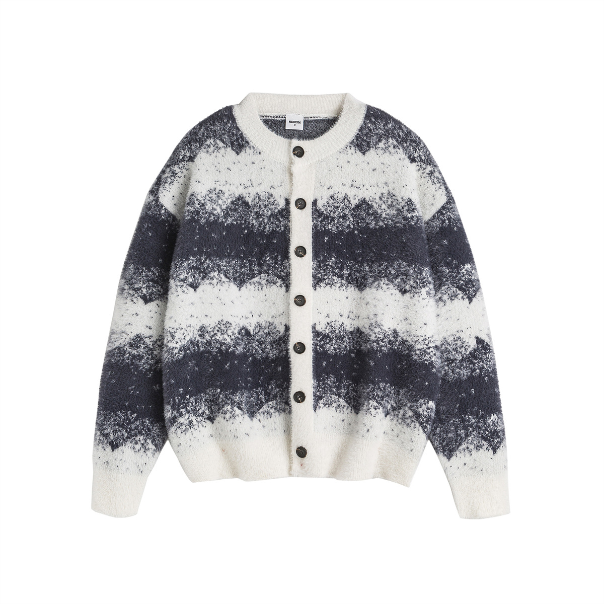 Unisex Japanese Workwear Relaxed Ombre Stripe Cardigan