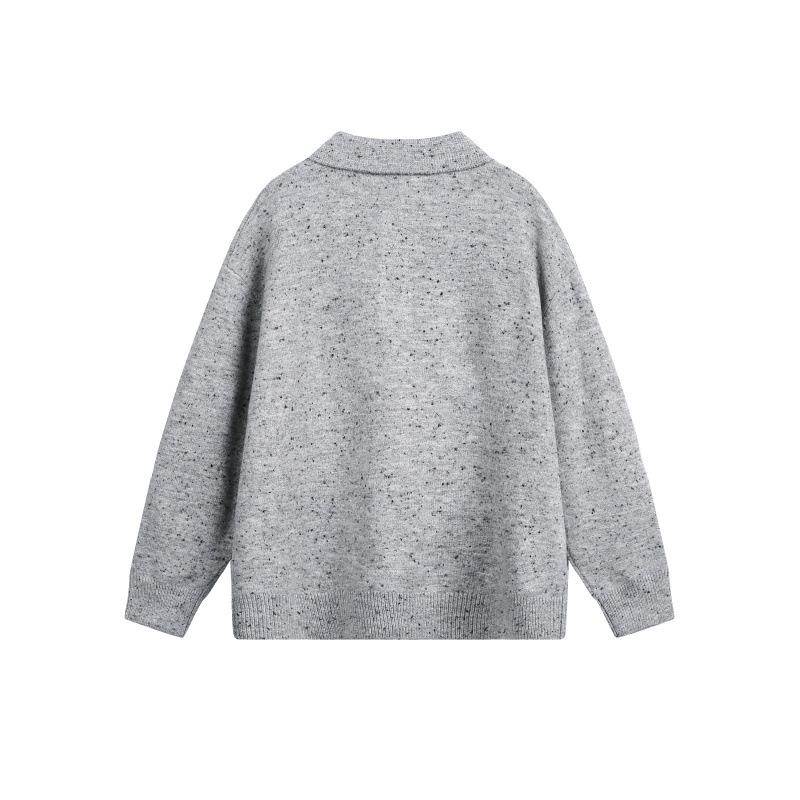 Oversized Japanese Workwear Polyester Clasp Neck Sweater