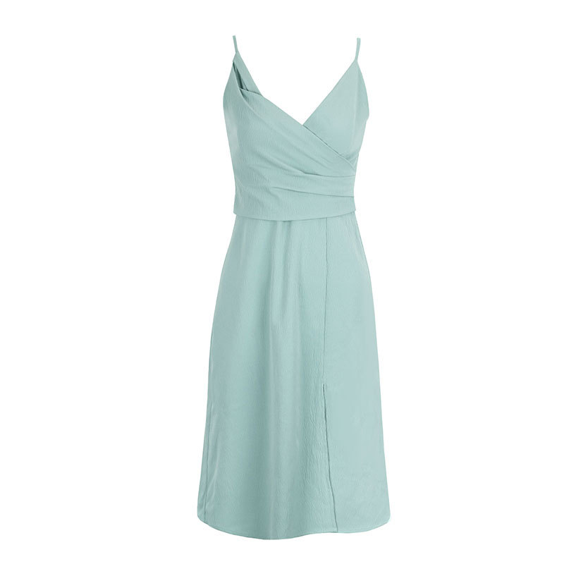 Sexy V-neck spaghetti strap slit slim fit dress